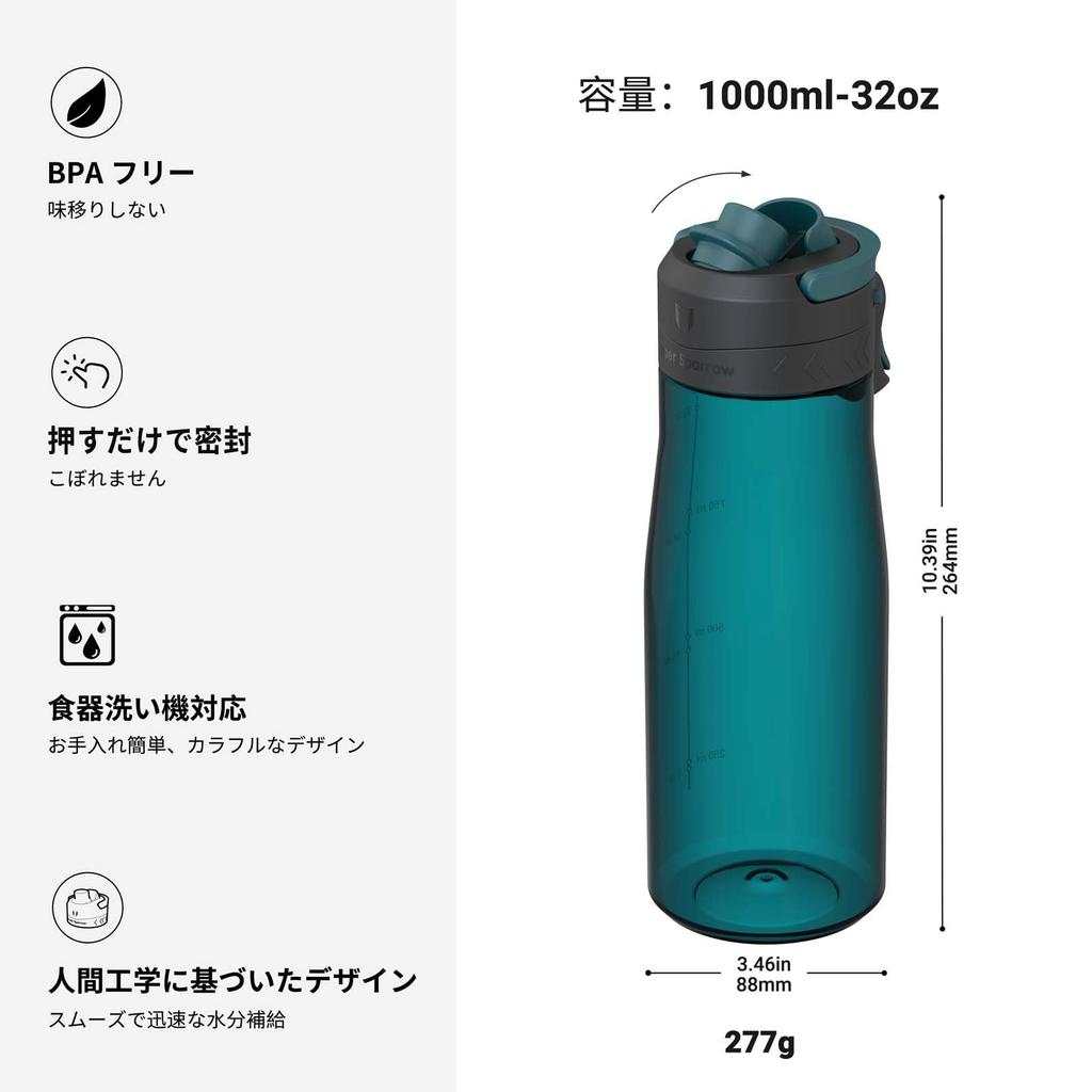 Super Sparrow 1 Liter Water Bottle Wide Mouth TouchGulp Water Bottle Tritan Drinking Bottle Lightweight and Sustainable for the and Outdoors - -