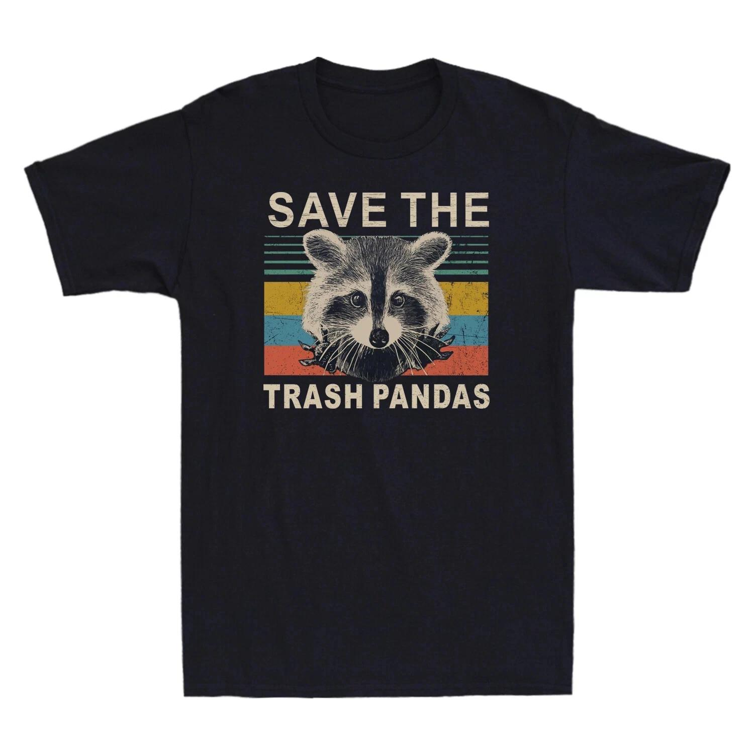 Save The Trash Pandas Funny Raccoon Animal Lover Vintage Men s T-Shirt 2XL