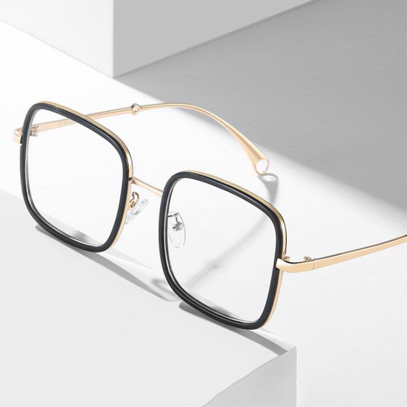 -1.0 -1.5 -2.0 -2.5 -3.0 Bis -6.0 Damen Herren Mode Quadratische Kurzsichtigkeitsbrille Übergroße Brille Studenten Metall Klare Gläser