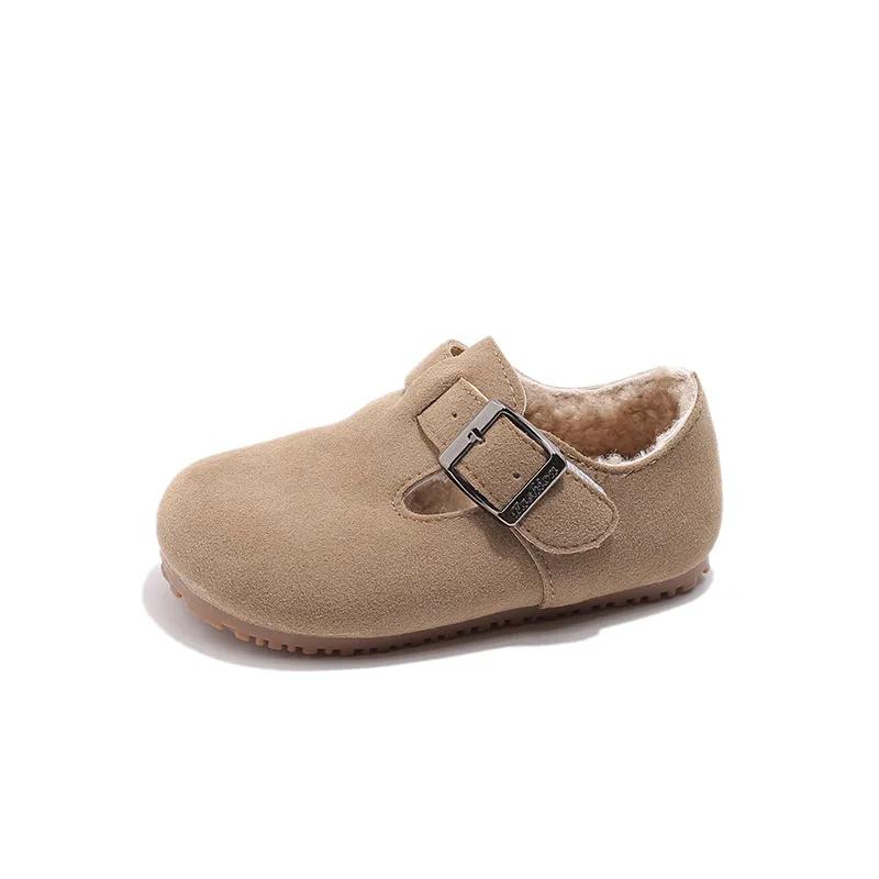Toddler Kids Casual Shoes Plush Warm Buckle Soft Children Flats Boys Girls Autumn Winter Leisure Fashion Baby's Cotton Shoes