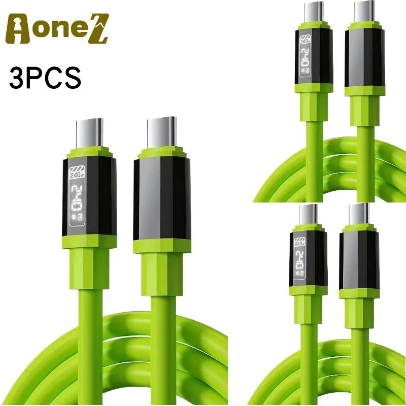 240W USB C Cable with Power Display Fast Charging Charger for IPhone 15 16 17 Samsung S24 Xiaomi Huawei Phones Type C Cord 1.5m