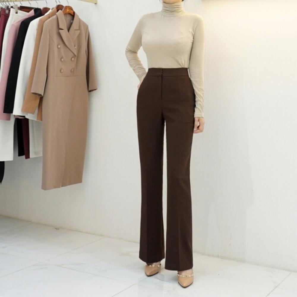 Style Latte High Waist Spandex Semi Bootcut Long Slacks