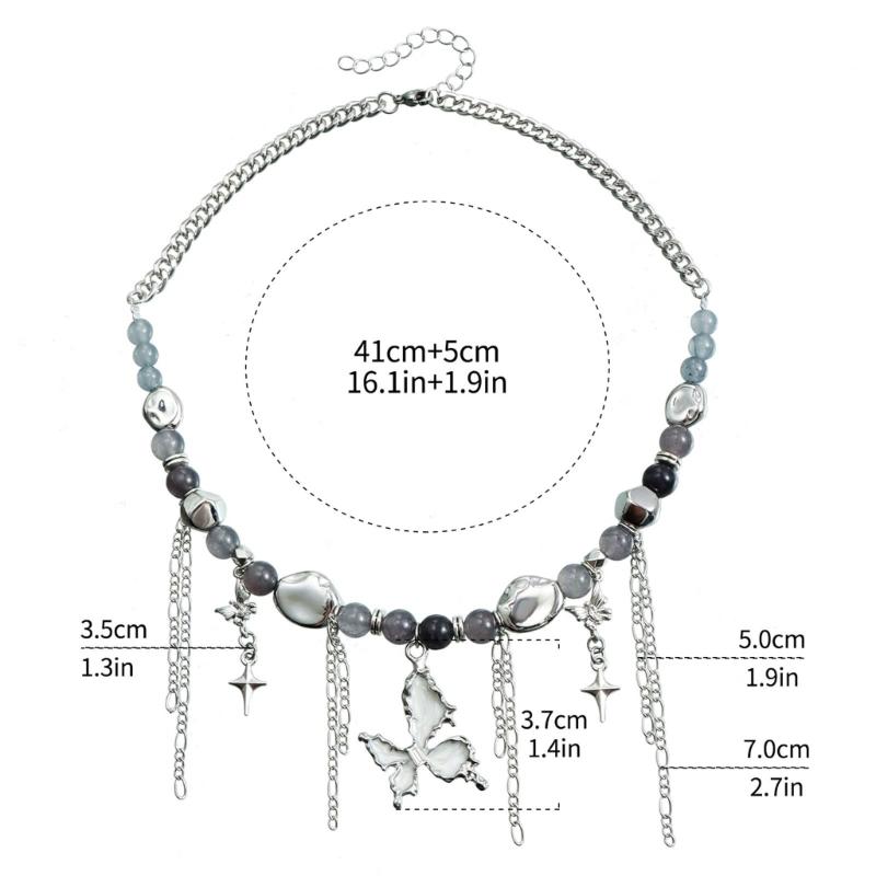 Stylish Star Pendant Necklace Handmade Star Beaded Necklace Butterfly Necklace Neck Jewelry Suitable for Everyday Wear