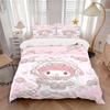3pcs Pink Flowers My Melody Bedding Set, Including 1 Quilt Cover and 2 Pillow Shams, Without Filling, Soft and Comfortable Home Bedroom Fabr
