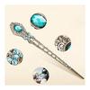 Classic Imitation Bronze Hairpin, Single Hair Stick, Suitable for Casual Wear and Kimonos, Hair Accessory Decorated with Turquoise and Rhinestones