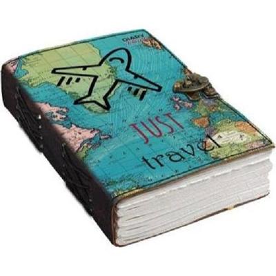 Diario artigianale per ufficio e uso personale, formato A5, pianificatore di viaggio, mappa, diario per schizzi d'artista senza righe, con fibbia e lucchetto