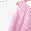 ZANZEA Women Casual Round Neck Summer Sleeveless Stripe Tank Tops