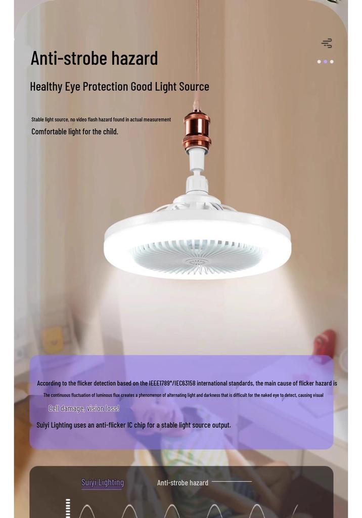 Nordic E27 Remote Control Fan Chandelier with Universal Mesh Cover