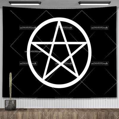Hippie Pentagram Wiccan Wall Tapestry Occult Witchcraft Tapestry Aesthetic Satanic Goat Head Tapestries Living Room Decoration