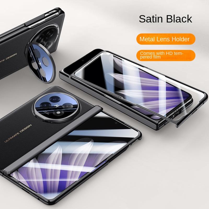 For OPPO Find N5 Case Luxury PU Leather Lens Stand Protective Back Cover For Find N5 All-inclusive Spring Hinged Phone Shell