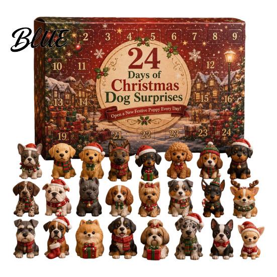 Weihnachts-Adventskalender 2026 Hunde-Kalender, 24-tlg. Acryl-Anhänger-Set mit Mini-Welpen, Festliche Raumfiguren, 2D Flache Baum-Hänge-Countdown