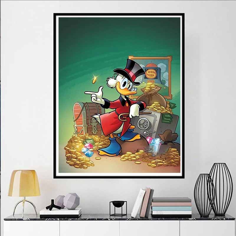 Disney Pittura con Diamanti Paperone a Tema Fortuna Pittura Artistica Strass Mosaico 5D Fatto a Mano Fai da Te Punto Croce Regalo Decorazione per la Casa