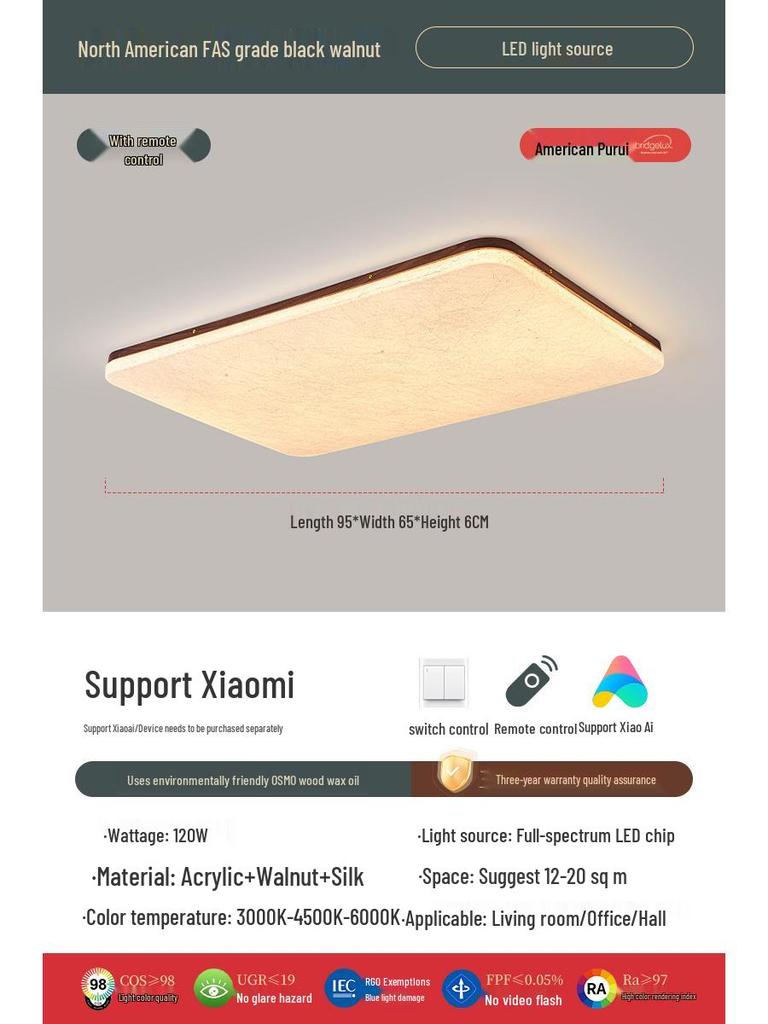 Retro Walnut Zen Ceiling Light with Song Dynasty Silk Aesthetics