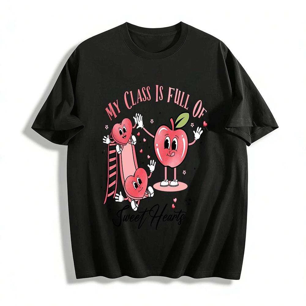 My Class Is Full Of Sweet Hearts Cute Graphic Top Pure cotton T-shirt XXS