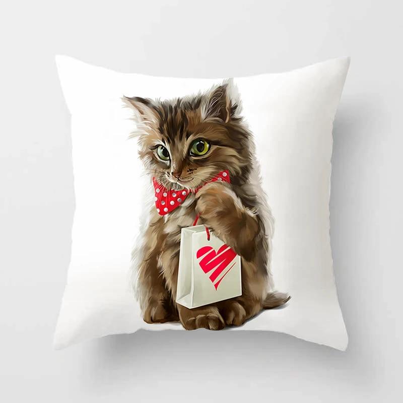 Cute Cat Print Polyester Cushion Cover 45x45 Throw Pillow Case For Sofa Car Home Decorative Pillowcase Pillow Cover