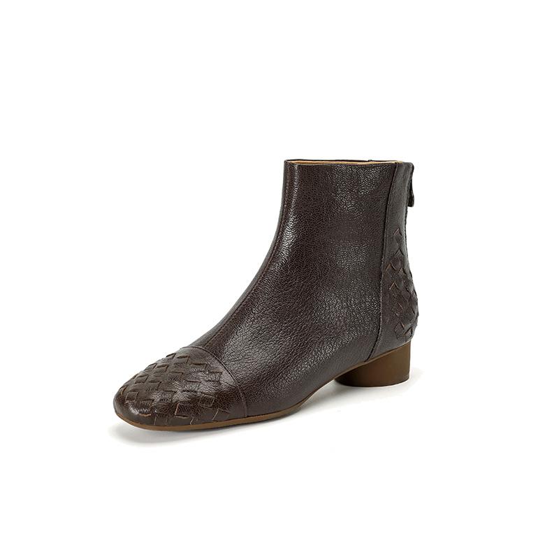 Fashion 2025 NEW Autumn Ankle Boots Genuine Leather Women Shoes Round Toe Zipper Modern Boots Low Heel Chelsea Boots Ladies Shoes