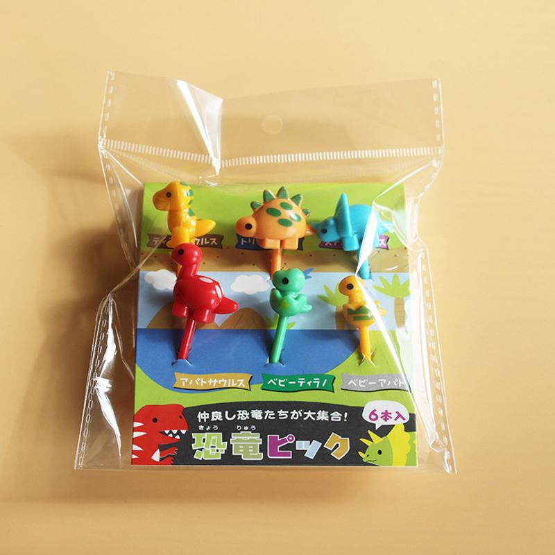 6Pcs Animal Farm Dinosaur Fruit Fork Mini Cute Cartoon Children Snack Cake Dessert Pick Toothpick Bento Lunches Party Decoration