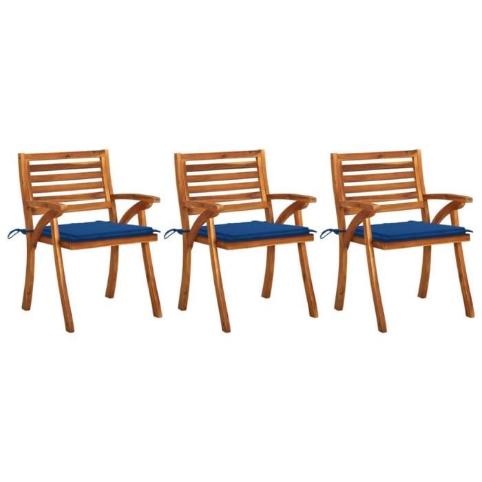 VidaXL Garden Dining Chairs with Cushions 3 Pcs Solid Acacia