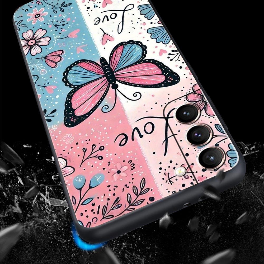 Fashionable Butterfly Flower Pattern Phone Case for Samsung Galaxy S26 S25 S24 S23 S22 S20 S21 FE Ultra S25 Edge Plus Soft TPU