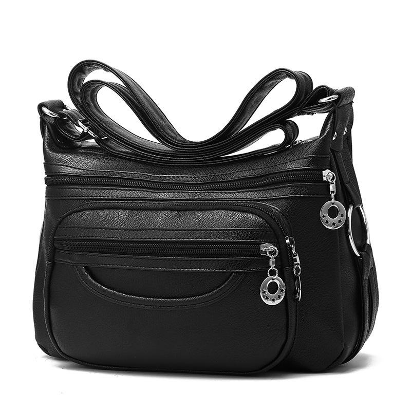 Middle Aged and Elderly Women's Bag, Mother's Bag, Soft Leather Casual Shoulder Bag, Diagonal Cross Bag, Textured Large Capacity Bag