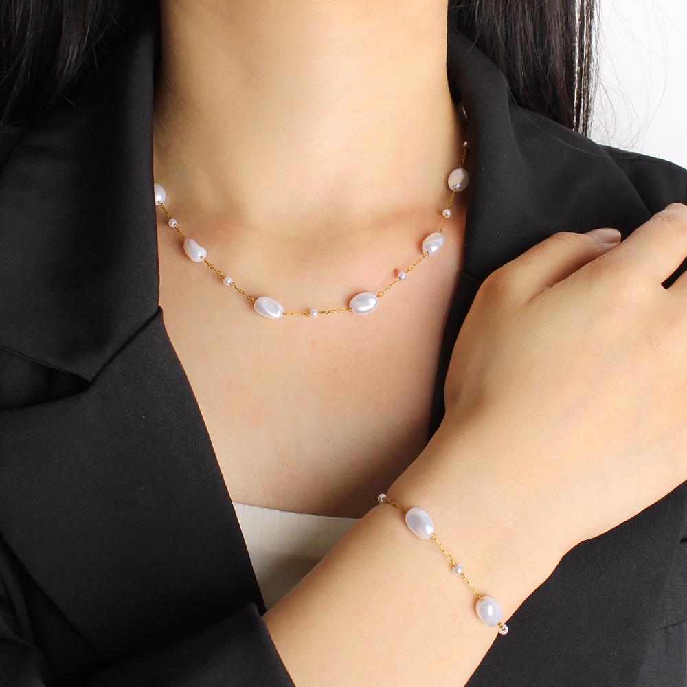 Retro Pearl Beaded Bracelet Necklace - Elegant Light Luxury Collarbone Jewelry