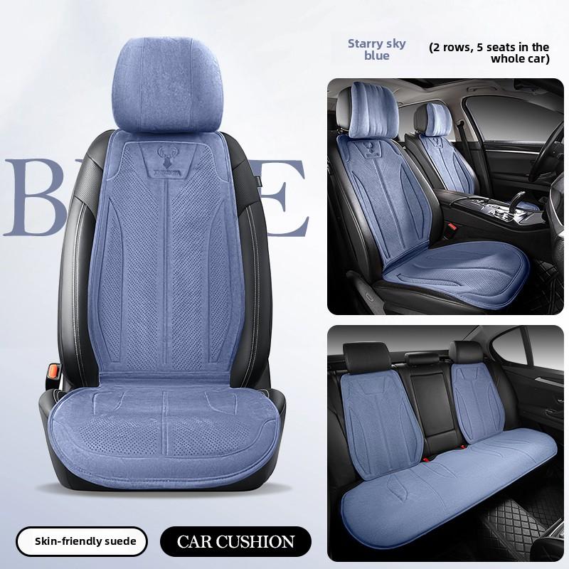 Suede Seat Cover Universal Four Seasons Cars Seats Covers Breathable Seat Non-slip Luxury Car Rams Latex Seat Cover with Pillow
