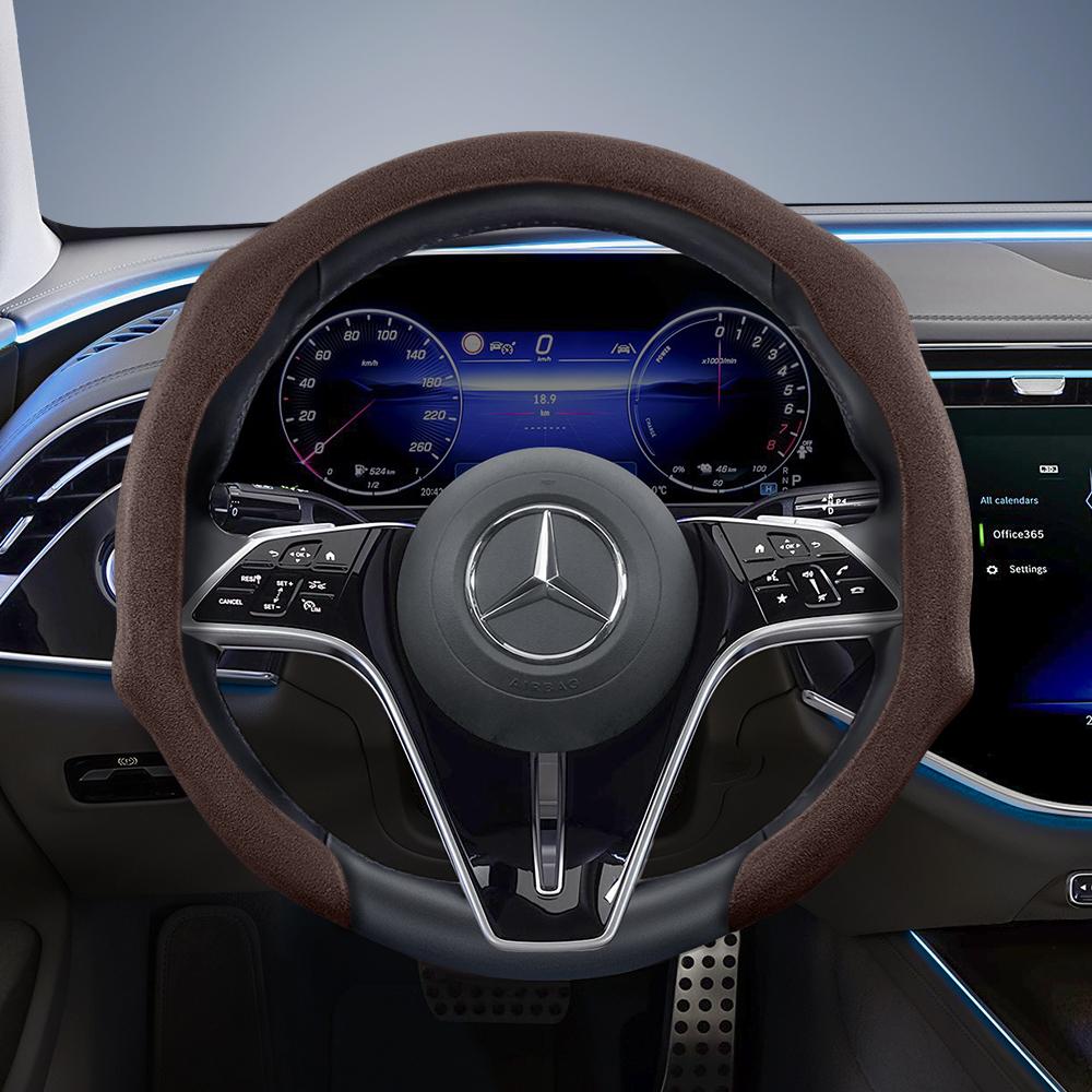 Suitable for Mercedes-Benz Premium Suede Snap-On Steering Wheel Covers, Non-Slip and Durable, Available In Round and D-Shaped Designs