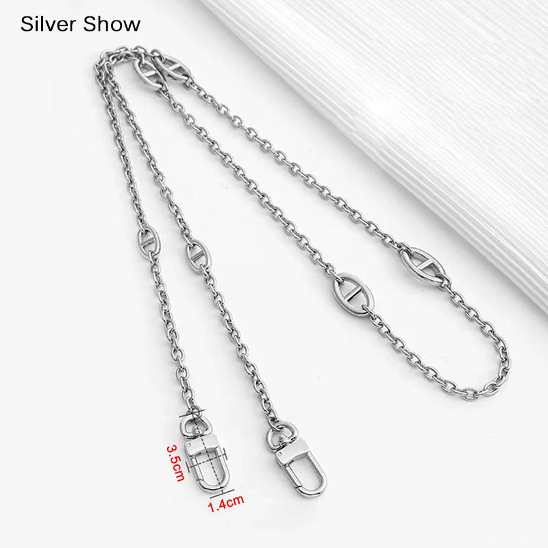 

Роскошные цепи плечевые ремни для женщин плечевая сумка через плечо золотая серебряная цепочка сумка кошелек ремень замена 110cm серебряный