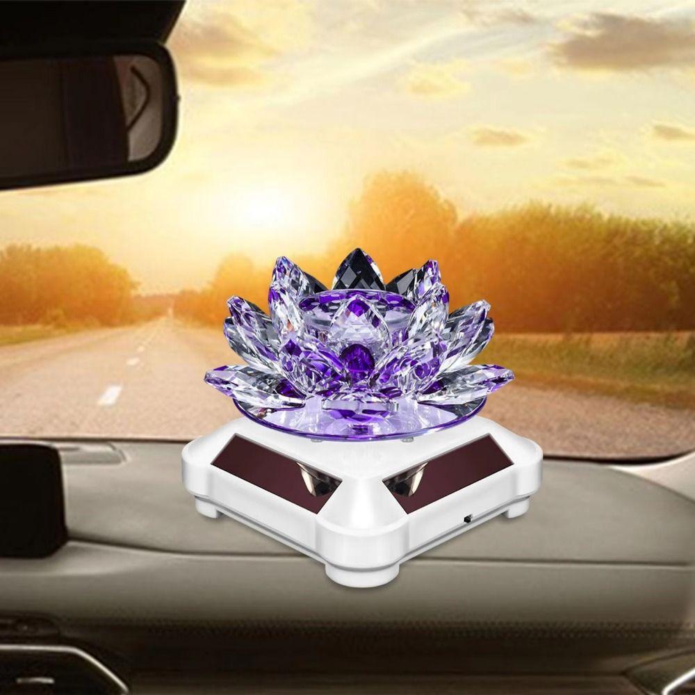 Automatic Rotating Rotating Crystal Lotus Figurine Car Air Fragrance Diffuser  Car Interior
