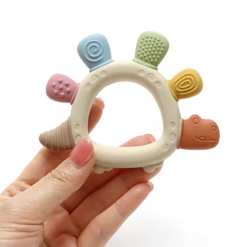 Baby Dinosaur Silicone Teething Toys BPA Free Easy to Grip Infant Care Teether Chewing Toy for Newborn Gift Babies Accessory 3