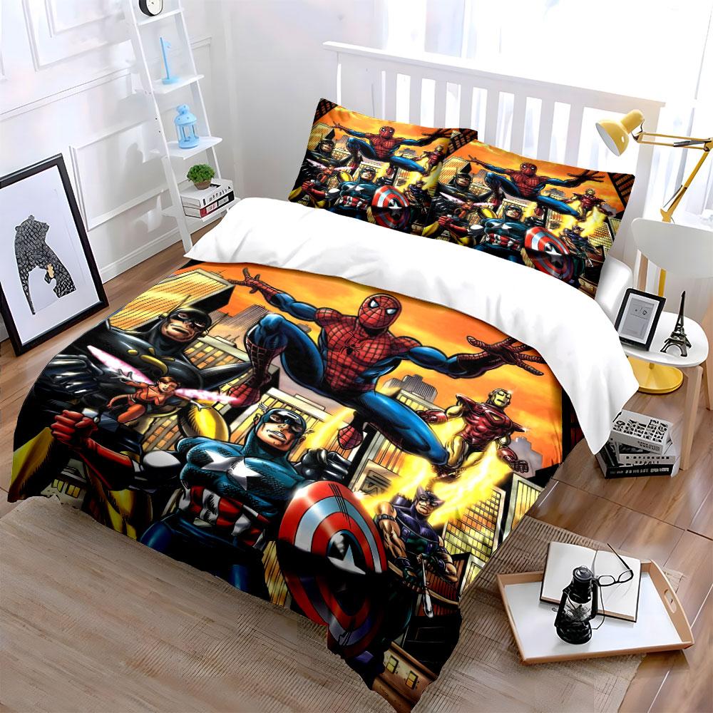 Superheroes In Dynamic Poses. Bedding Sets Duvet Cover Sets Duvet Covers Pillowcases(1 * Duvet Cover 2 * Pillowcases Without Duvet Insert)