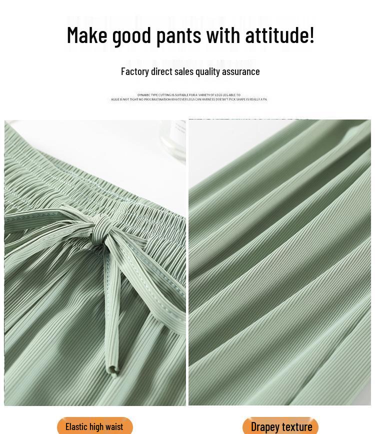 2025 Women's Summer Ice Silk Wide-Leg Floor-Length Pants - Thin, Loose, Slimming, Casual Straight Leg Fit