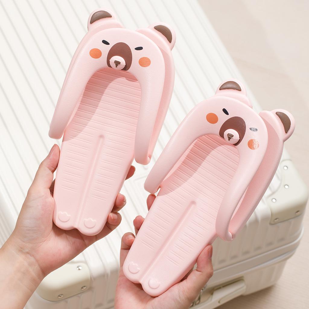 Kapibara Removable Travel Folding Slippers Portable Female Hotel Bathroom Non-Slip Couple Beach Flip-flops