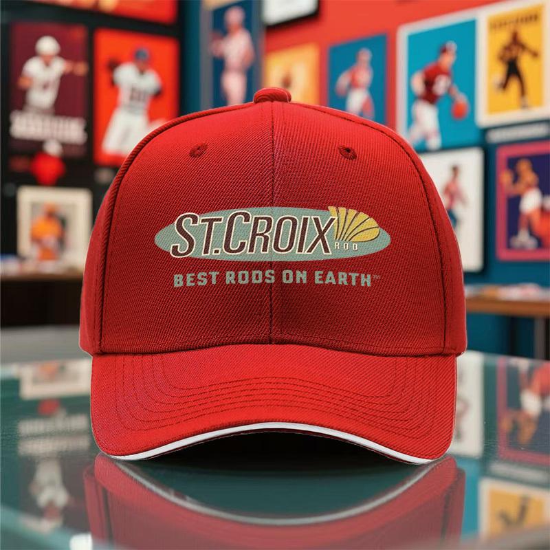 1pc St Croix Adjustable Retro Baseball Cap  Best Rods on Earth Print Black Polyester Breathable  Lightweight for Outdoor One Size