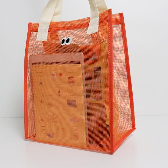 Storage Bag with Handle Large Capacity Hollow Mesh Breathable Multipurpose Clothes Toys Organizer Tote Bag