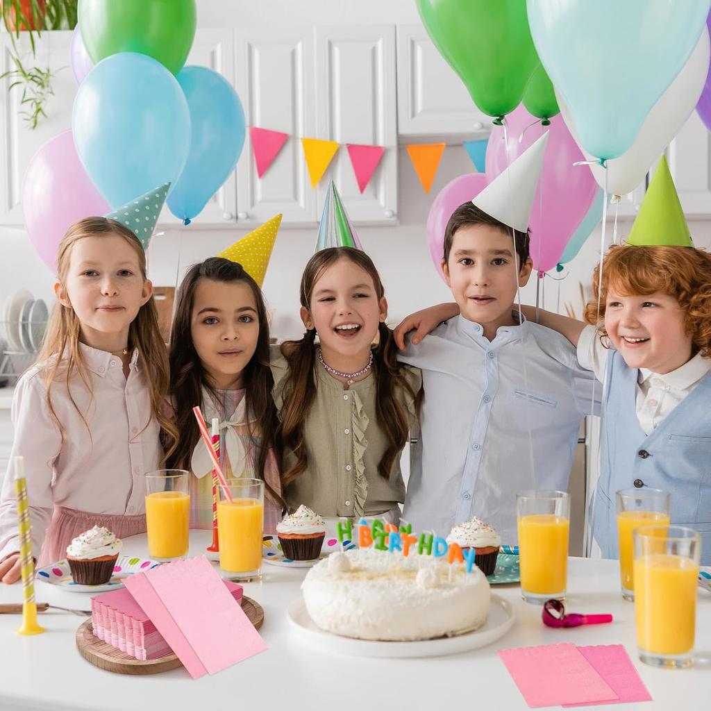 Cholemy 200 Pcs Scalloped Guest Napkin Pastel Colors Cocktail Disposable Hand Towels for Bathroom Guests Towel 2 Ply Paper Napkin for Baby Shower