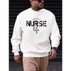 Men's Nurse Print Casual Crewneck Sweatshirt  100% Cotton Printed Long-Sleeve Crew Neck Pullover