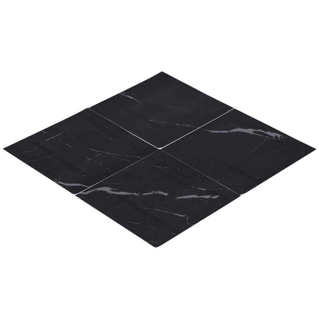 4Pcs Thickened PVC Floor Tile Stickers 30x30cm Waterproof Self Adhesive Wall Floor Decals for Kitchen Bathroom Home Decoration Black