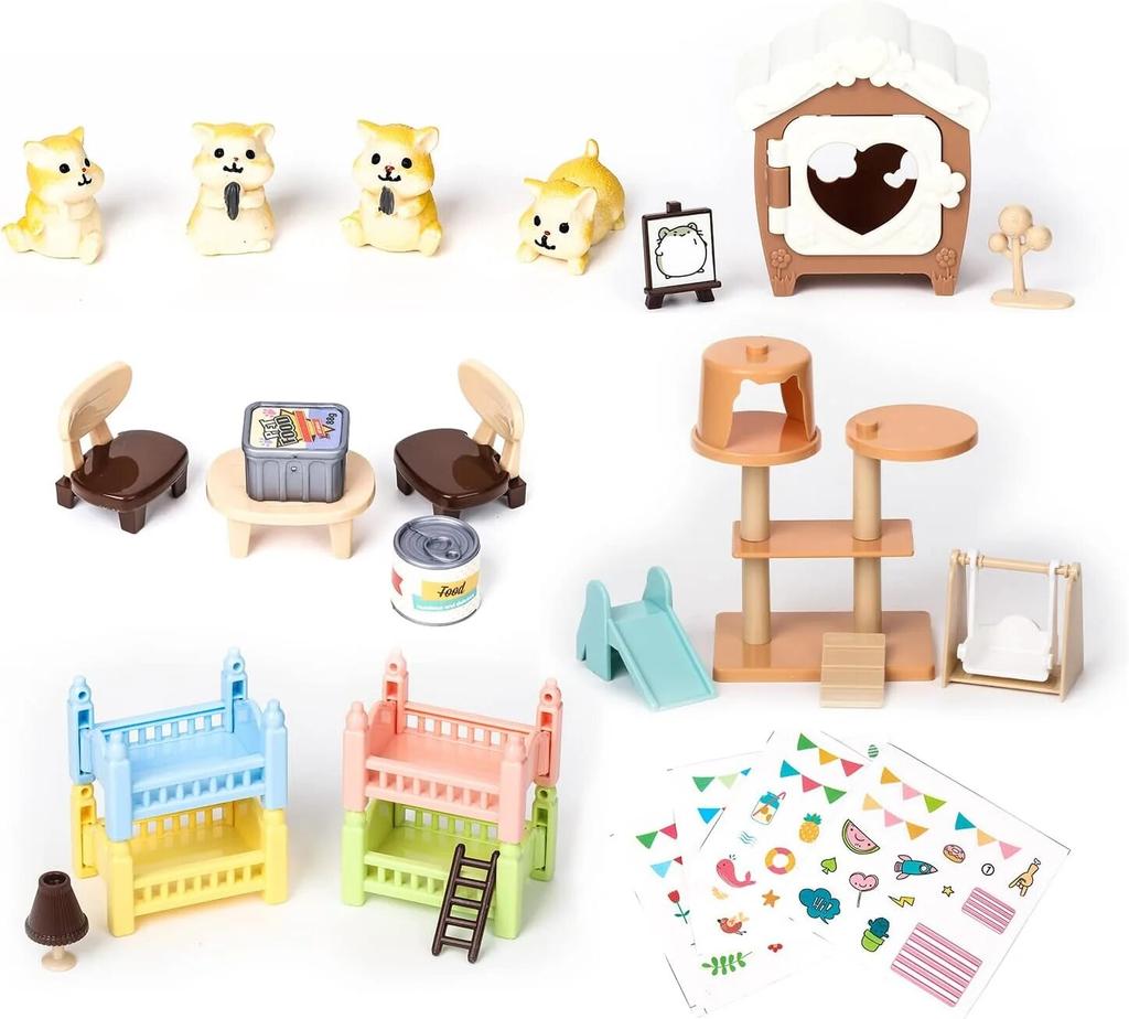 Cat Toys Pretend Play Cat Figures Playset Toy Interactive Kitten Role Play Set Realistic Cats Care Center For Girls Boys Birthda