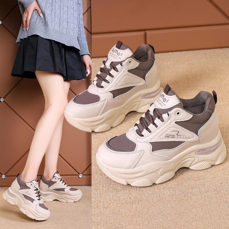 Inner Height Increase Dad Shoes Women's 2025 New Versatile Small Man Thick Sole Comfortable Breathable Casual Sports Little White Shoes
