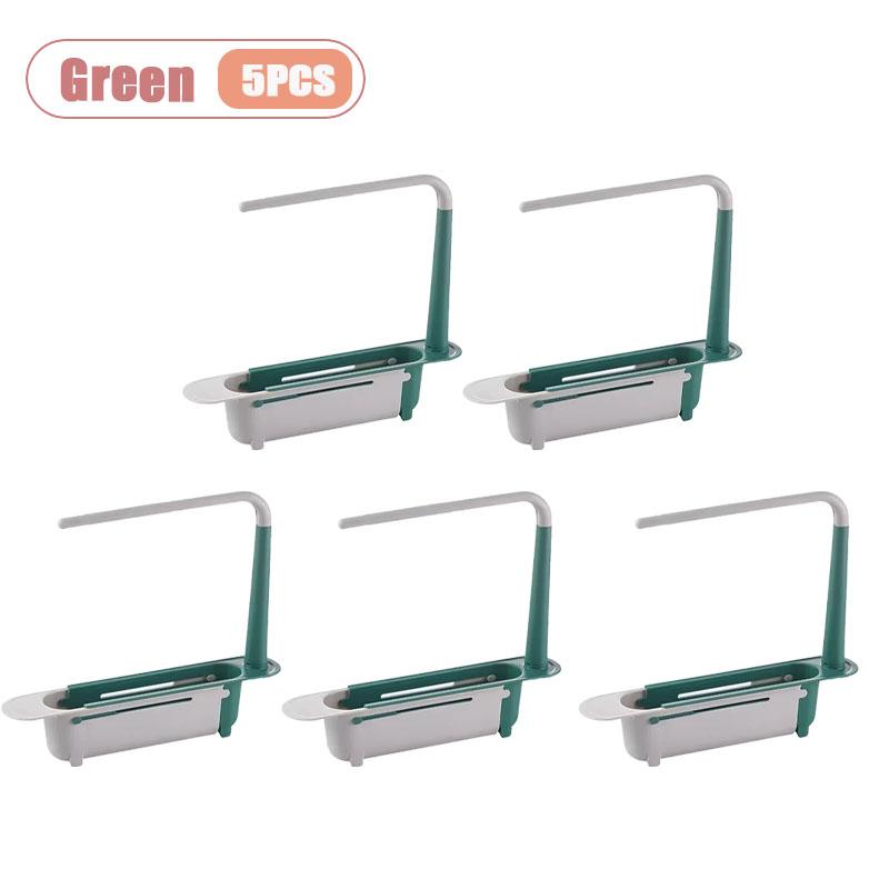 Telescopic Over Sink Organizer Rack Adjustable Kitchen Storage Tray for Soap Sponge Towel with Ventilated Design Drain Rack