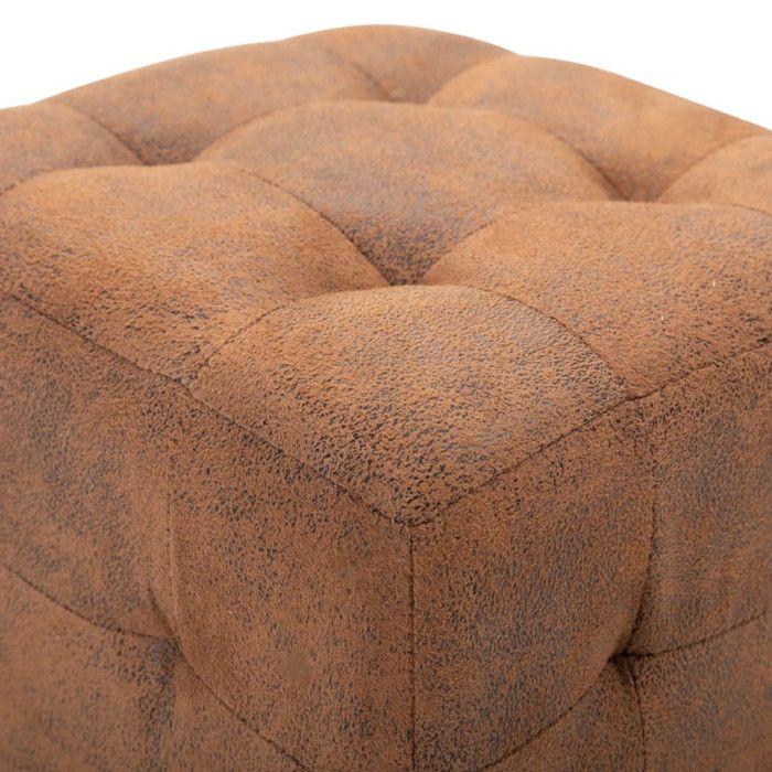 VidaXL 2 Pcs Poufs Brown 30 X 30 X 30 Cm Suede Faux Leather