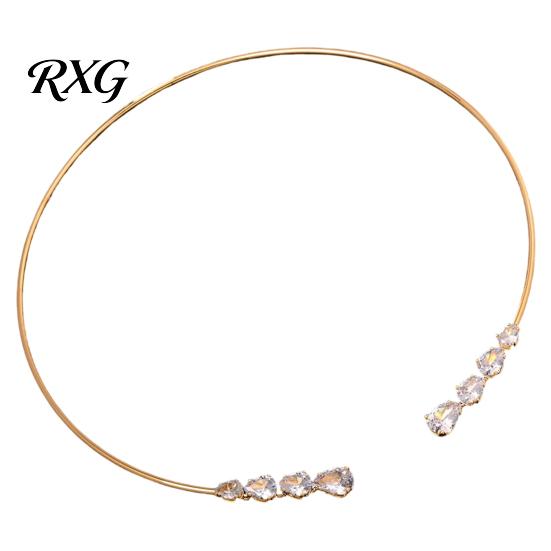 Adjustable Neck Circumference Choker Rhinestone Cuff Choker, Metal Wire Open Collar Necklace, Sparkling Elegant Black Fade Resistant Slim for золотистый