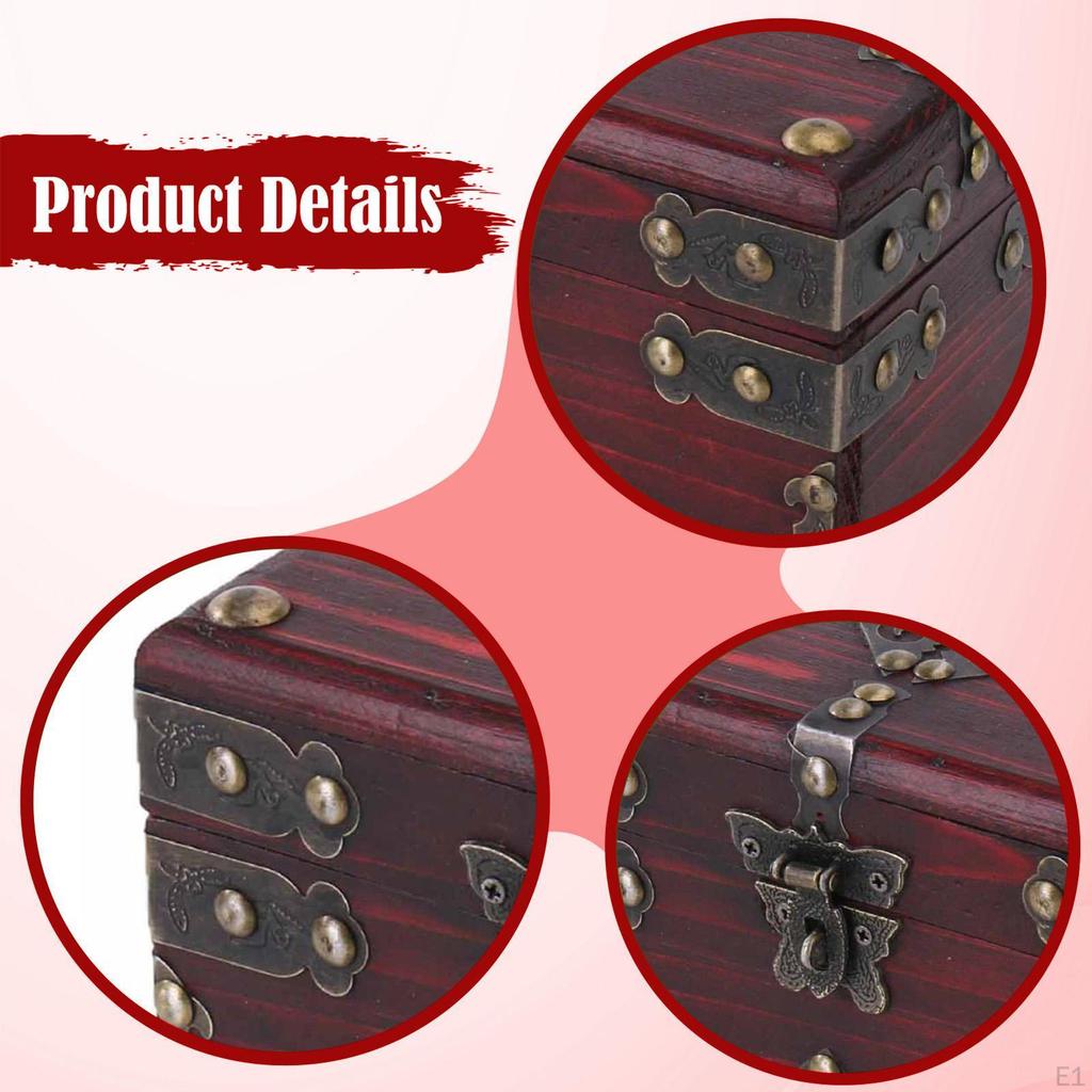 Pirate Treasure Chest Wood Box Desktop Creative Ornament Jewelry Lockable Collection Decor
