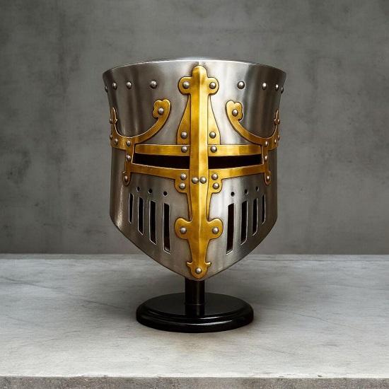 

18-Gauge Steel Crusader Knight Helmet Templar Medieval Cosplay Armor