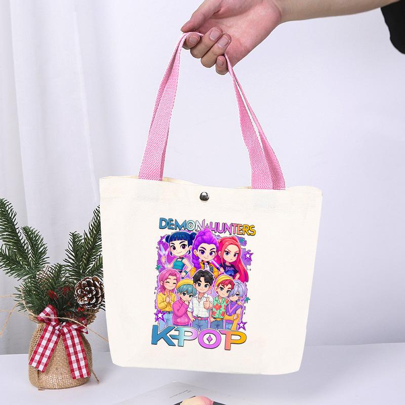 K-Pop Animation Cartoon Printing High Value Fashion Simple Canvas Bag Going Out Portable Shopping Bag Handbag