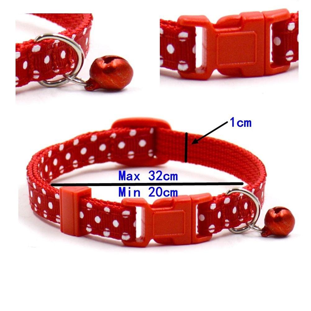 Pet Bell Collar Polka Dots Adjustable 7.5-12 Inch Width 1.0cm Plastic Buckle Small Dog Kitten Puppy Bell Collar Christmas