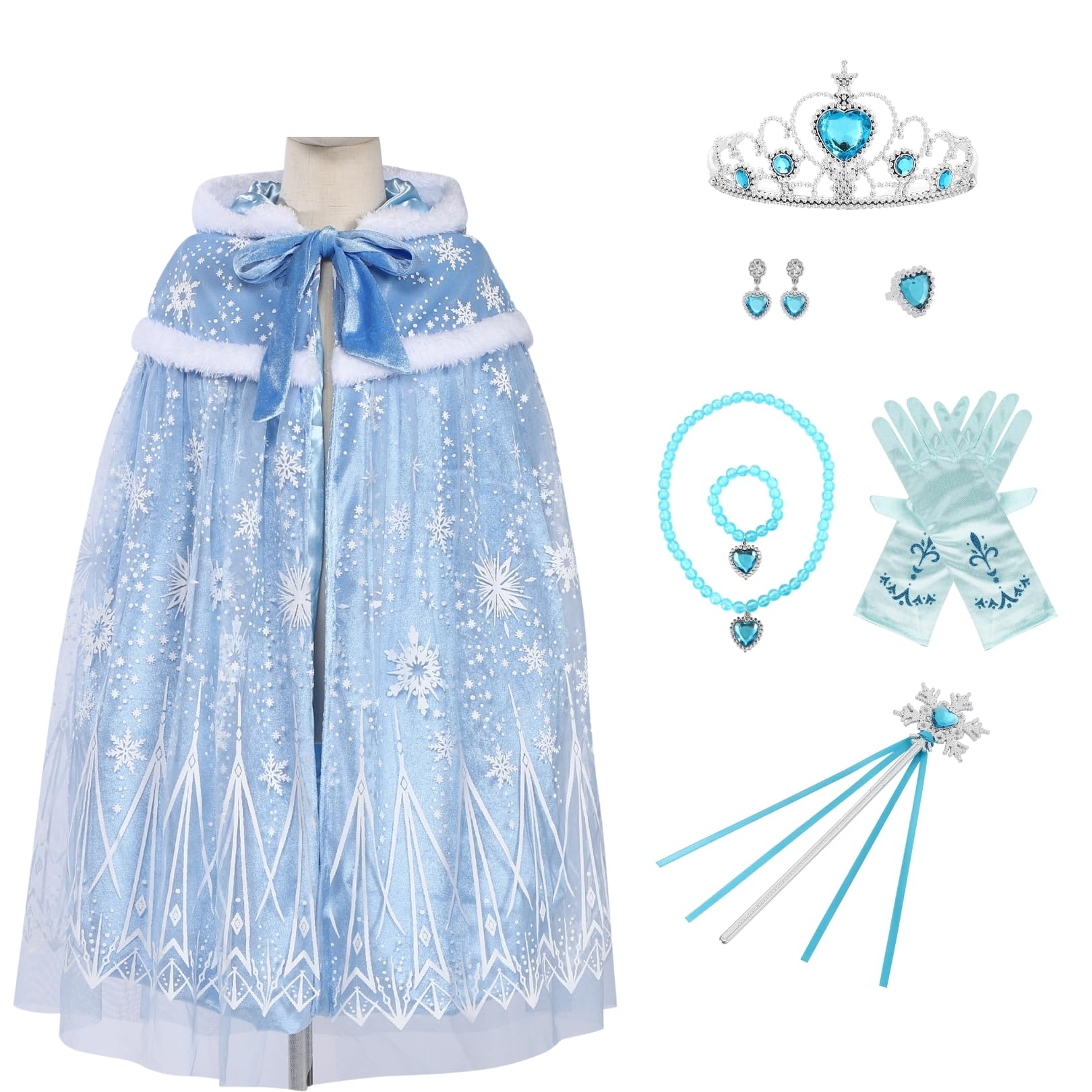 

Princess Dress Baby Blue Kids Cloak Cape Halloween Christmas Birthday Gift [CosMisty] (Blue M)