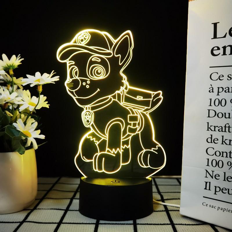 Night Light 3d Paw Patrol Toys Illusion Lamp 7 Colors Changing Desk Led Lights