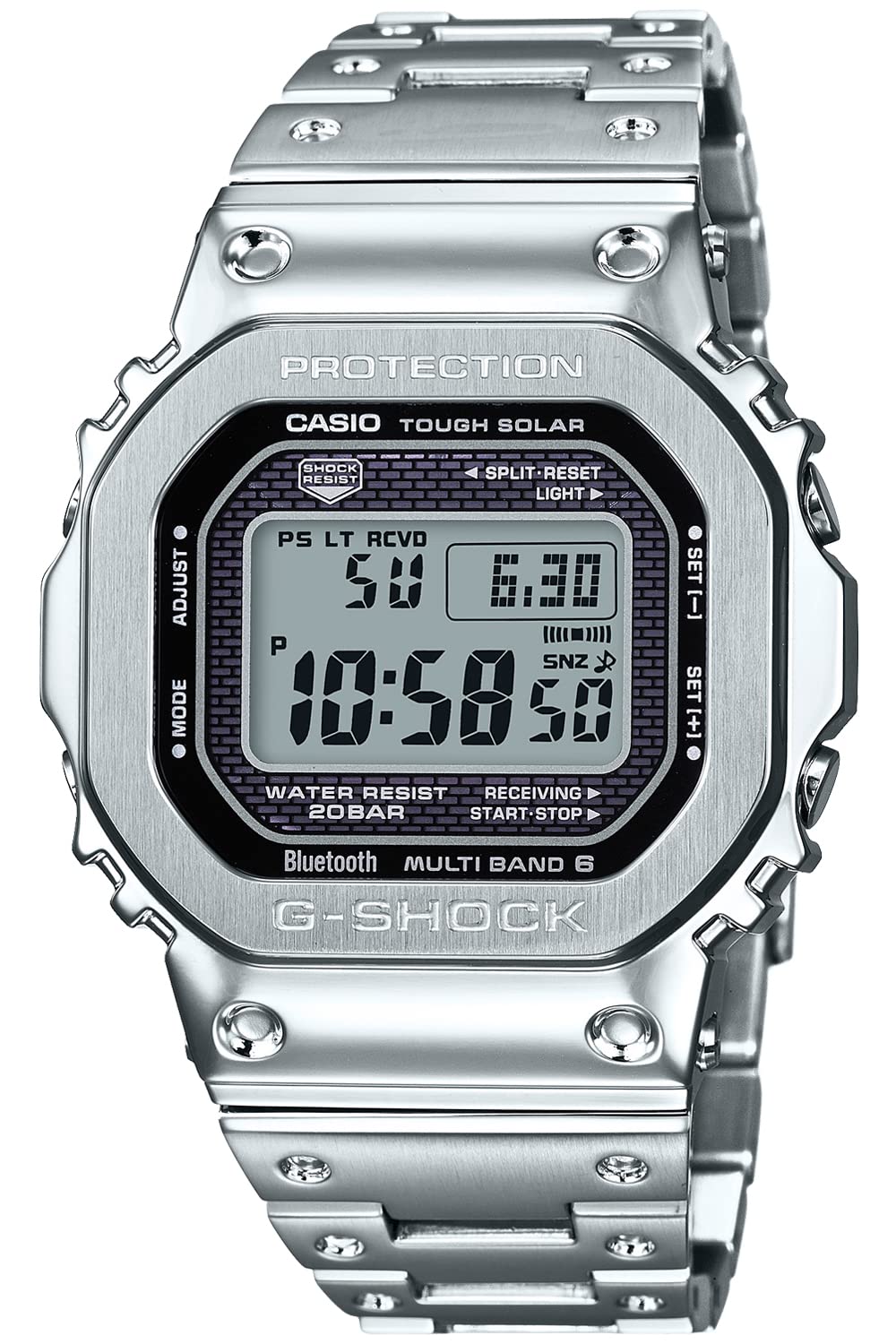 

Casio G-Shock GMW-B5000D-1JF Men s Silver Watch, Bluetooth-Equipped, Full Metal, Solar-Powered, and Authentic Japanese Product